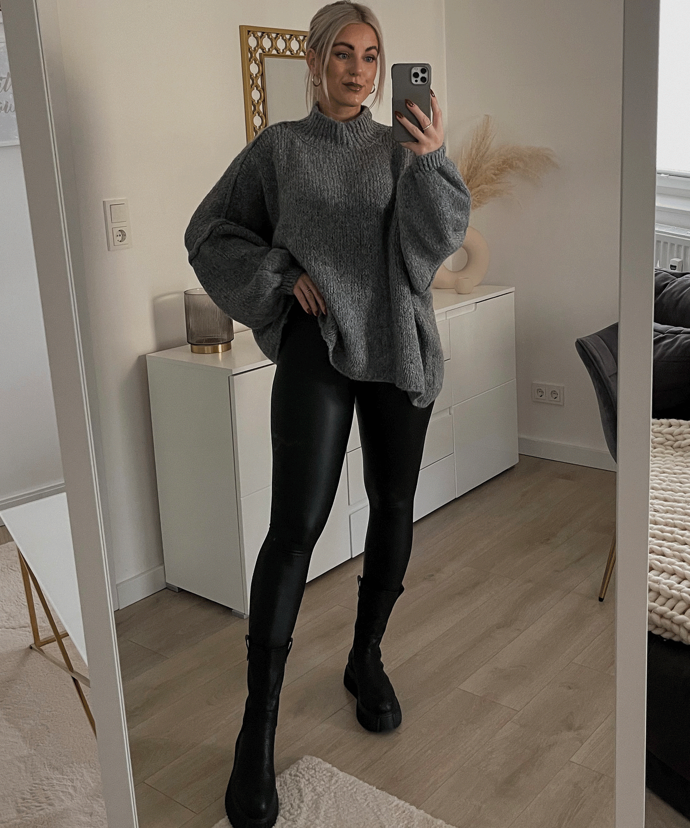 Oversize Pullover Nata Dunkelgrau  Ladypolitan ♡   