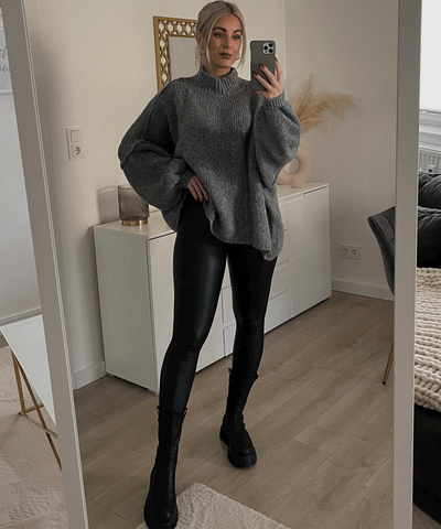 Oversize Pullover Nata Dunkelgrau  Ladypolitan ♡   