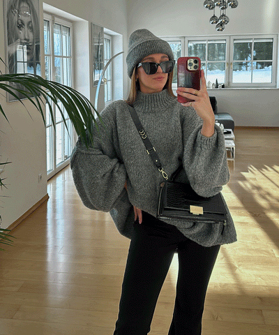 Oversize Pullover Nata Dunkelgrau  Ladypolitan ♡   
