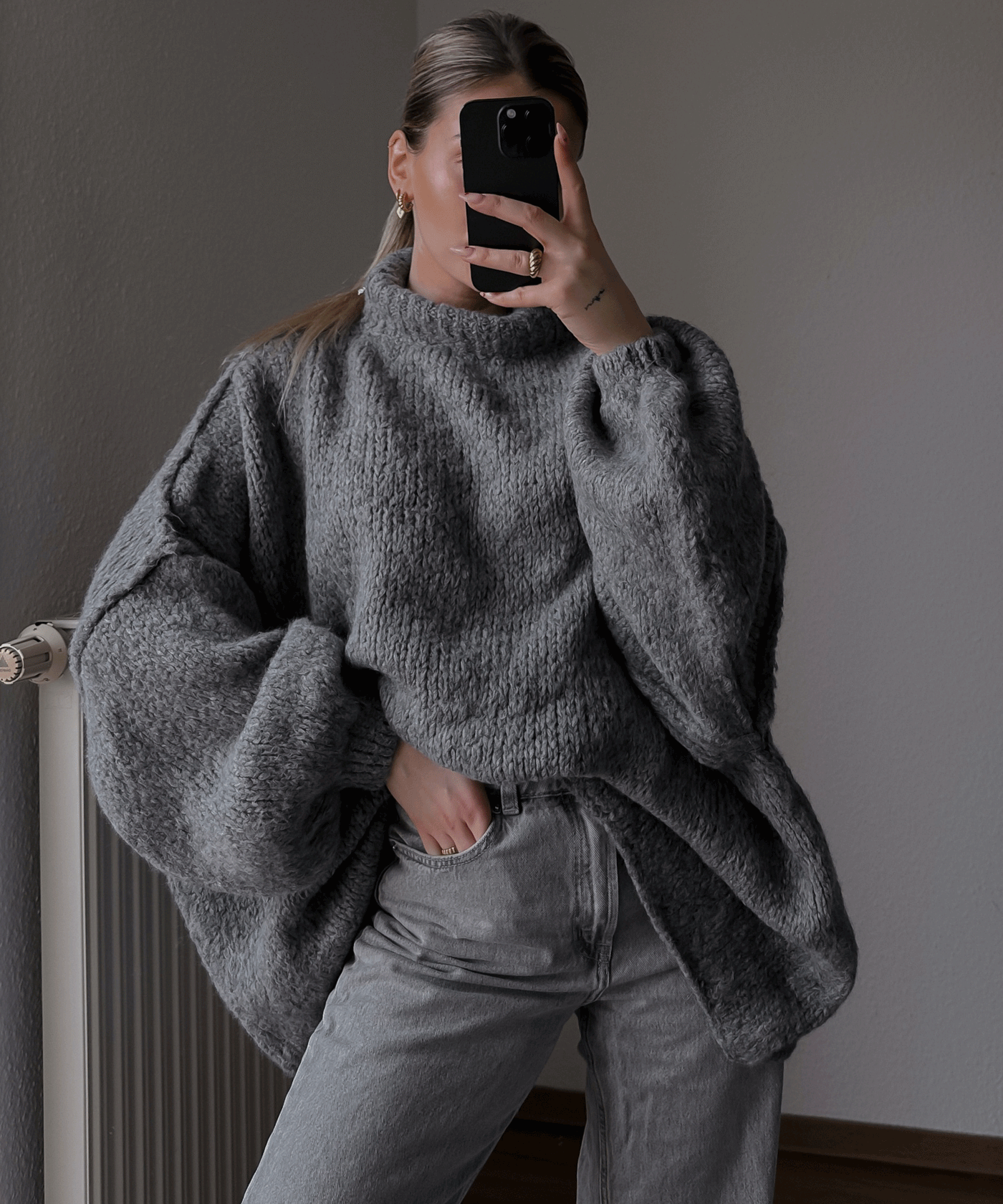 Oversize Pullover Nata Dunkelgrau  Ladypolitan ♡   
