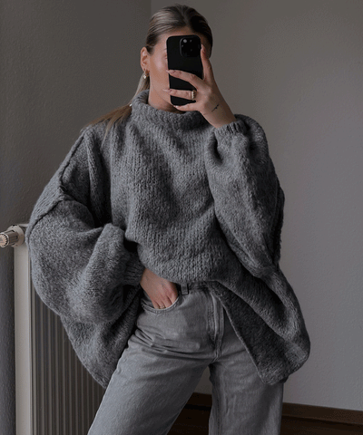 Oversize Pullover Nata Dunkelgrau  Ladypolitan ♡   