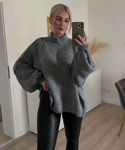 Oversize Pullover Nata Dunkelgrau  Ladypolitan ♡   