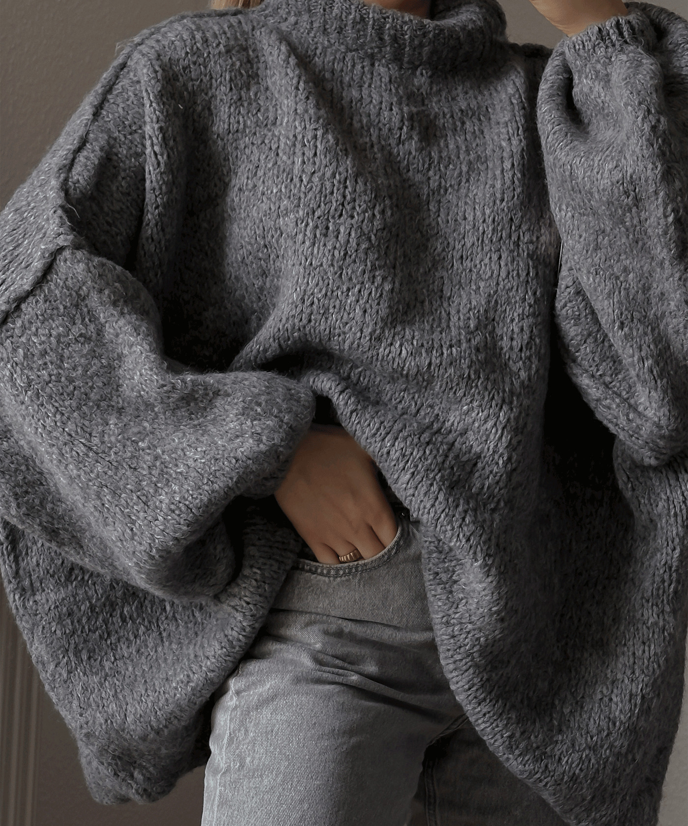 Oversize Pullover Nata Dunkelgrau  Ladypolitan ♡   
