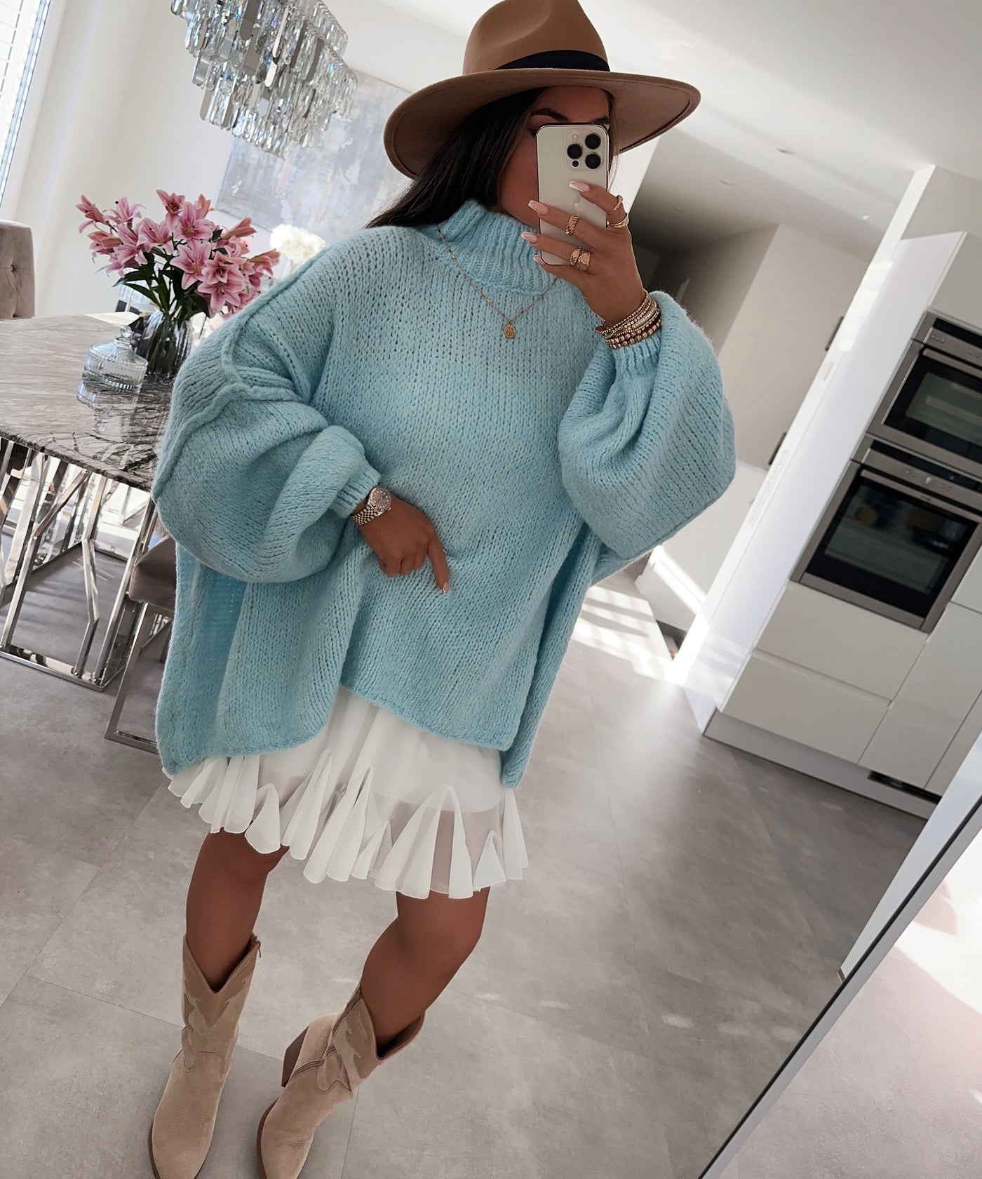Oversize Pullover Nata Hellblau  Ladypolitan ♡   