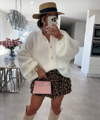 Oversize Strickjacke Jalsi Kurz Weiß