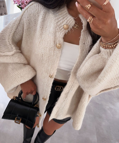 Oversize Strickjacke Jalsien Beige  Ladypolitan ♡   