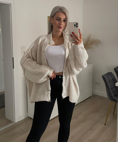 Oversize Strickjacke Jalsien Beige  Ladypolitan ♡   