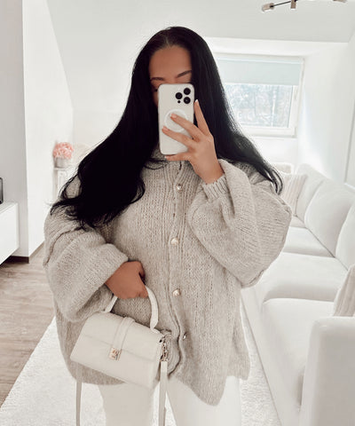 Oversize Strickjacke Jalsien Beige  Ladypolitan ♡   