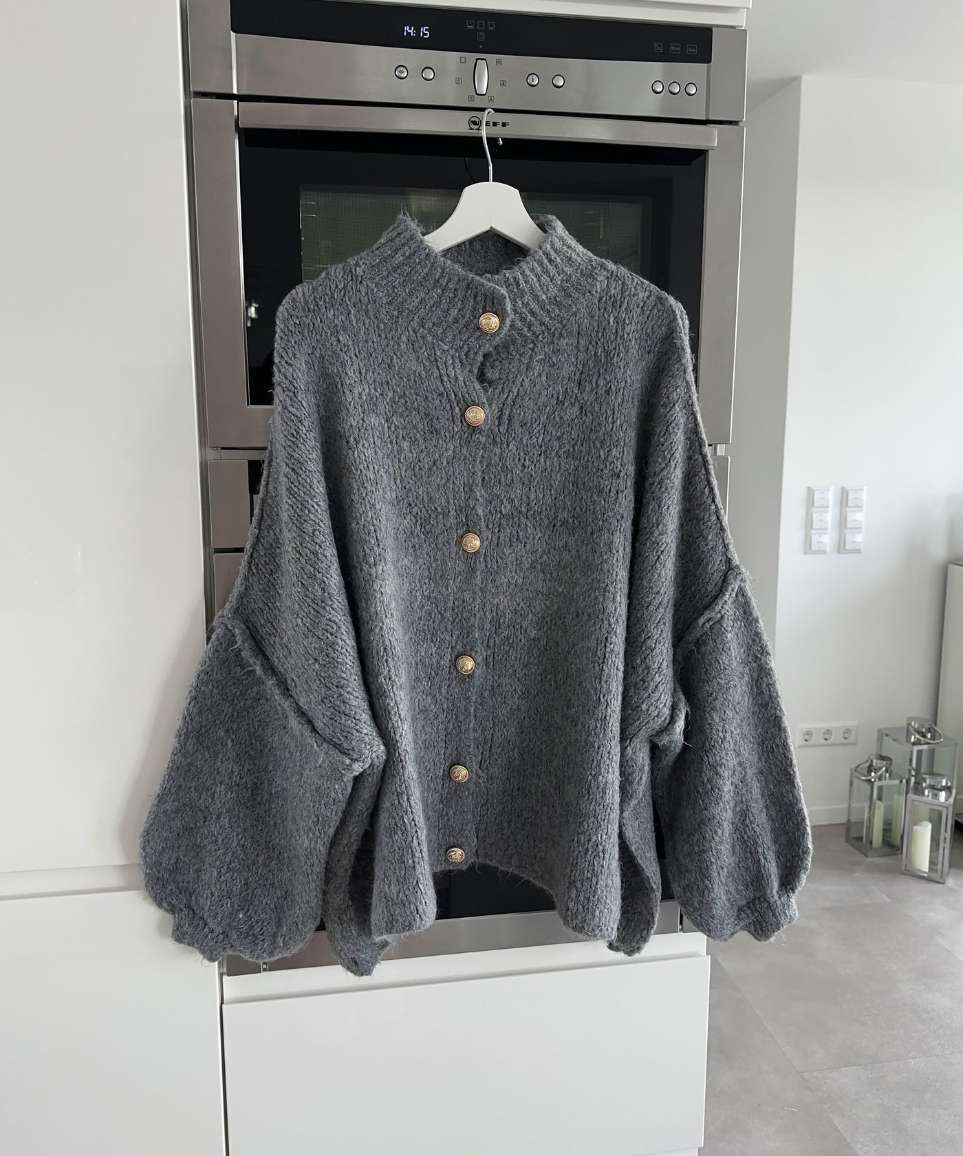 Oversize Strickjacke Jalsien Dunkelgrau  Ladypolitan ♡   