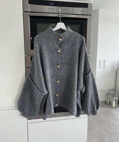 Oversize Strickjacke Jalsien Dunkelgrau  Ladypolitan ♡   