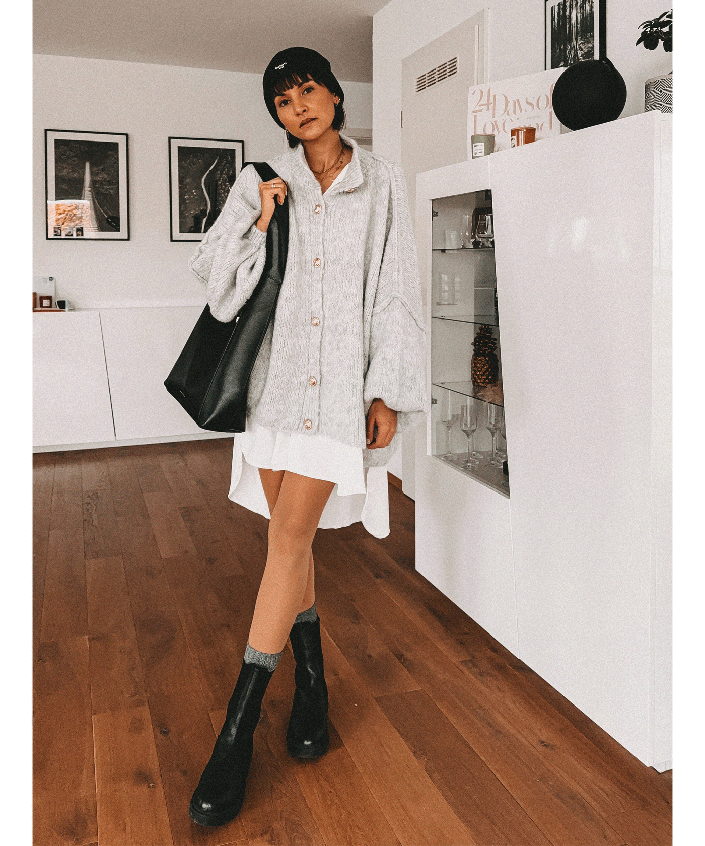 Oversize Strickjacke Jalsien Grau  Ladypolitan ♡   