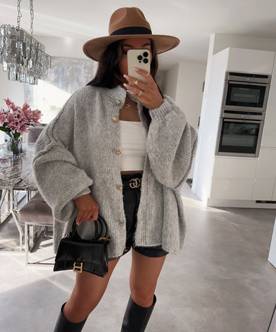 Oversize Strickjacke Jalsien Grau  Ladypolitan ♡   
