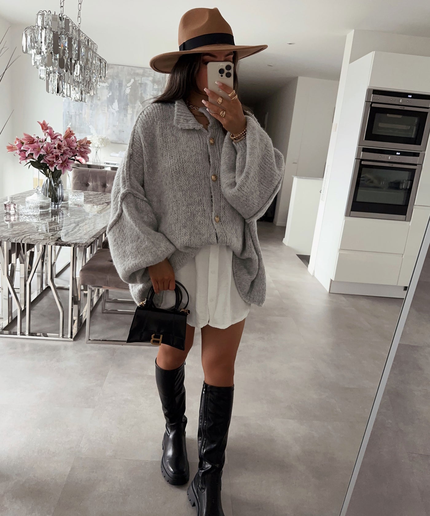 Oversize Strickjacke Jalsien Grau  Ladypolitan ♡   