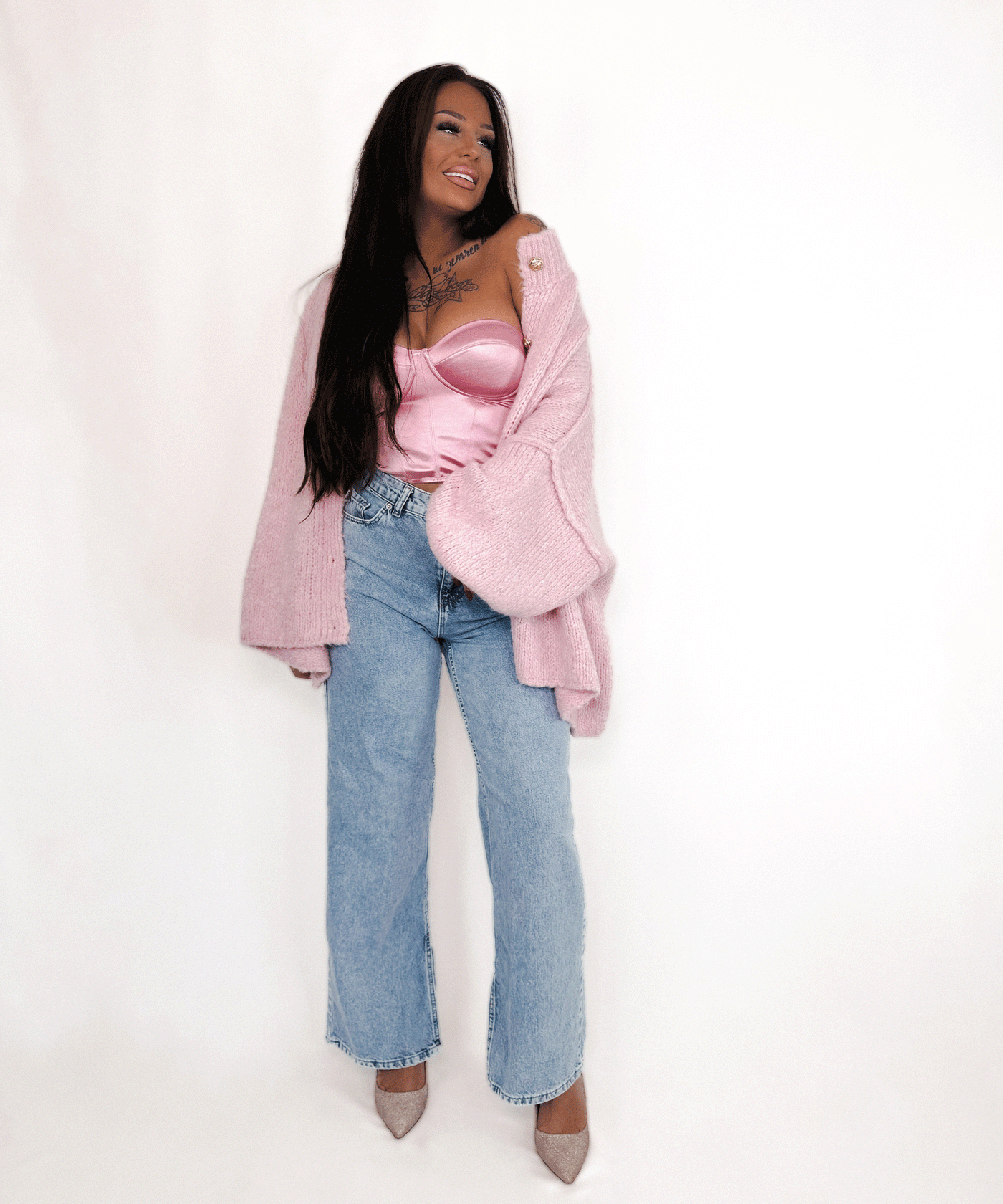 Oversize Strickjacke Jalsien Rosa  Ladypolitan ♡   