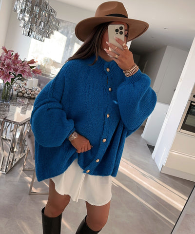 Oversize Strickjacke Jalsien Royalblau  Ladypolitan ♡   