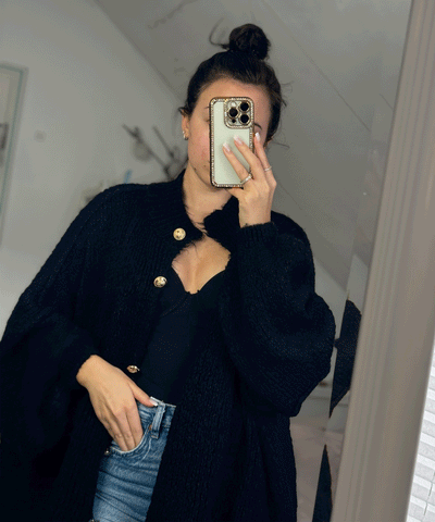 Oversize Strickjacke Jalsien Schwarz  Ladypolitan ♡   