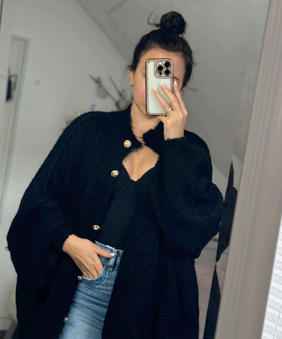 Oversize Strickjacke Jalsien Schwarz  Ladypolitan ♡   