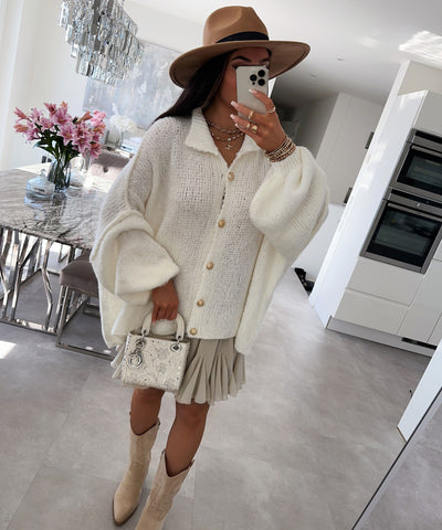 Oversize Strickjacke Jalsien Weiß  Ladypolitan ♡   