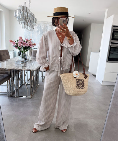 Stoffhose Emalia Streifen Beige Ladypolitan ♡
