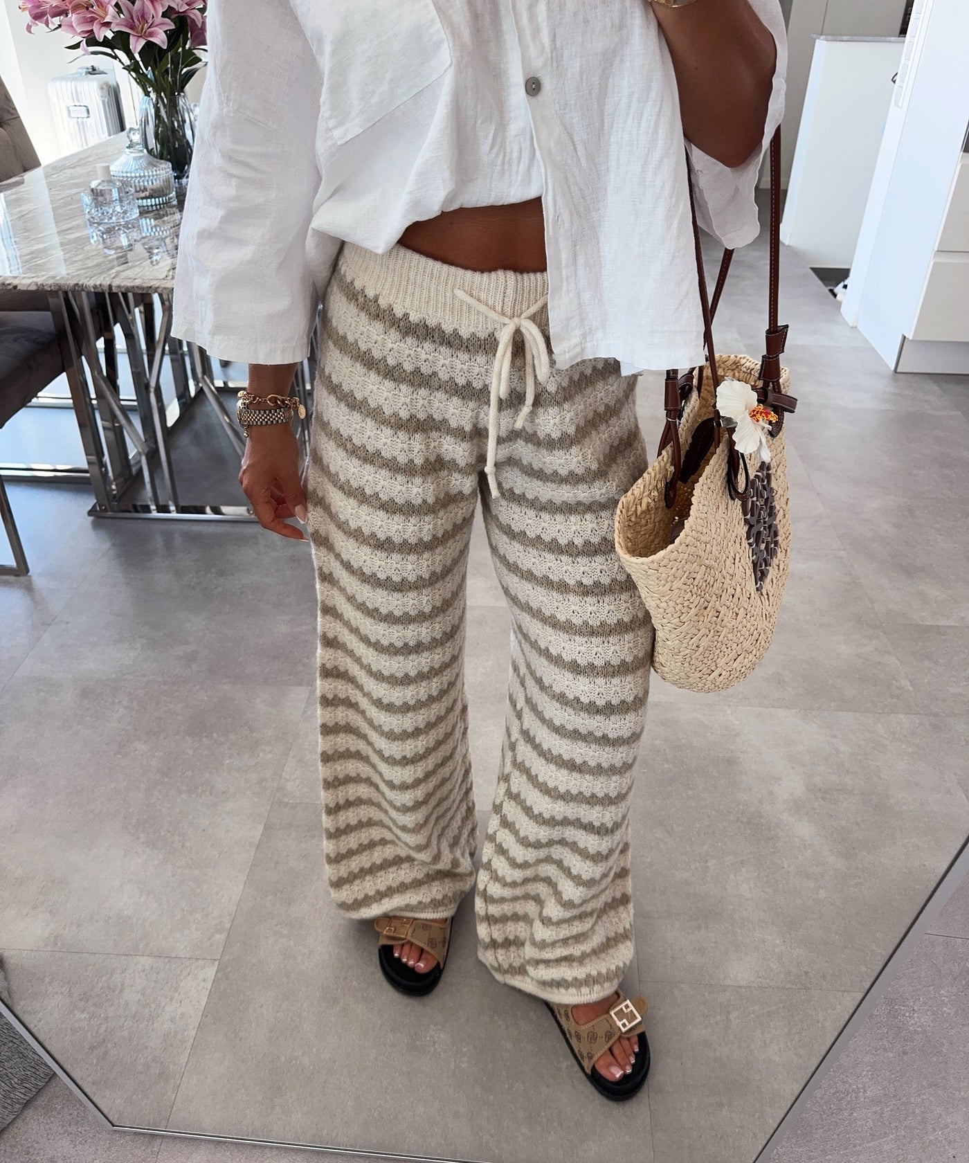 Strickhose Lilya Streifen Taupe Ladypolitan ♡