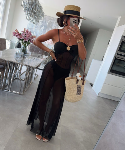 Strandkleid mit Badehose Schwarz Ladypolitan ♡