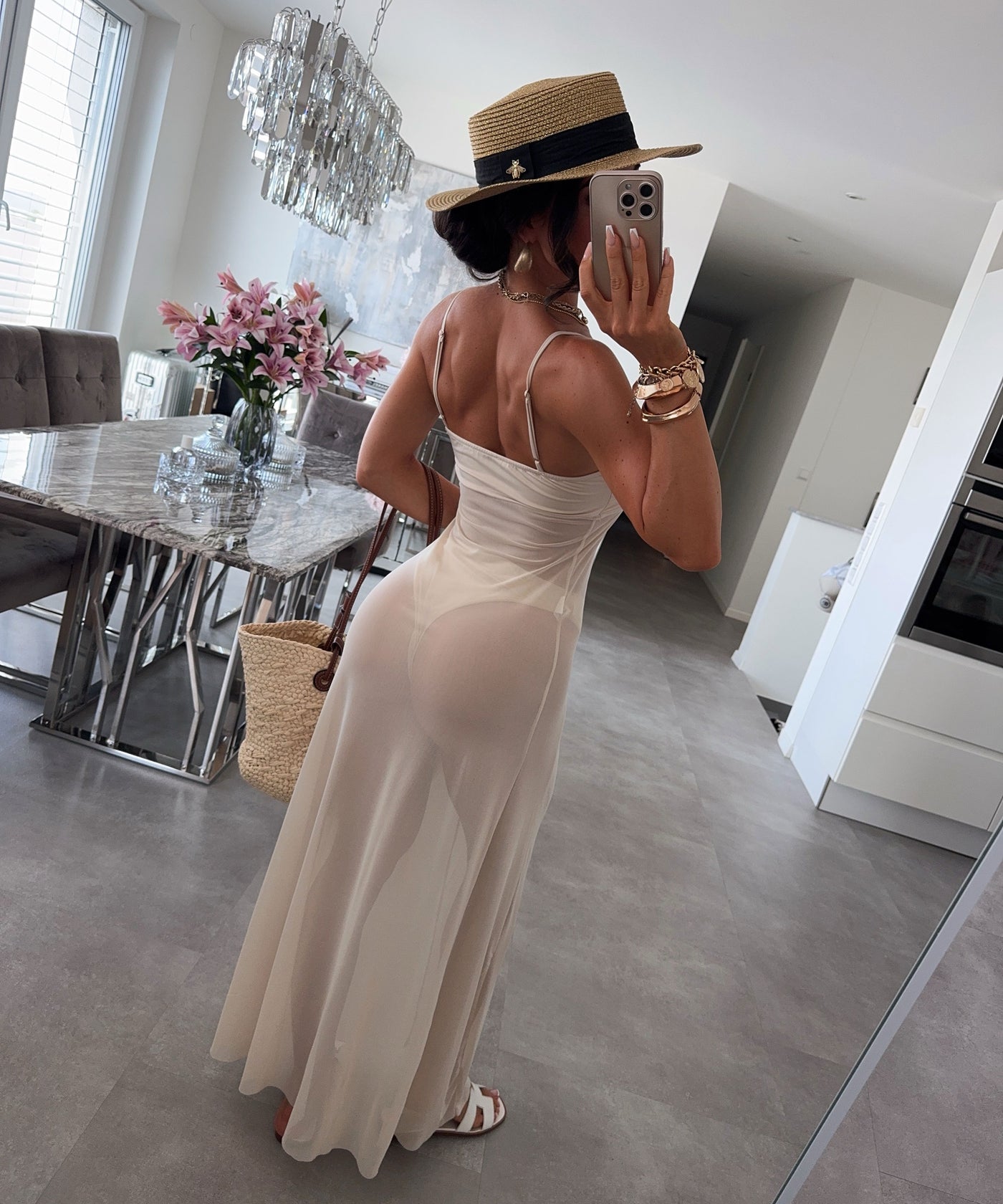Strandkleid mit Badehose Beige Ladypolitan ♡