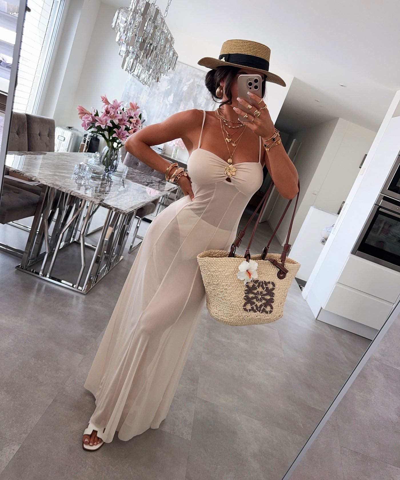 Strandkleid mit Badehose Beige Ladypolitan ♡