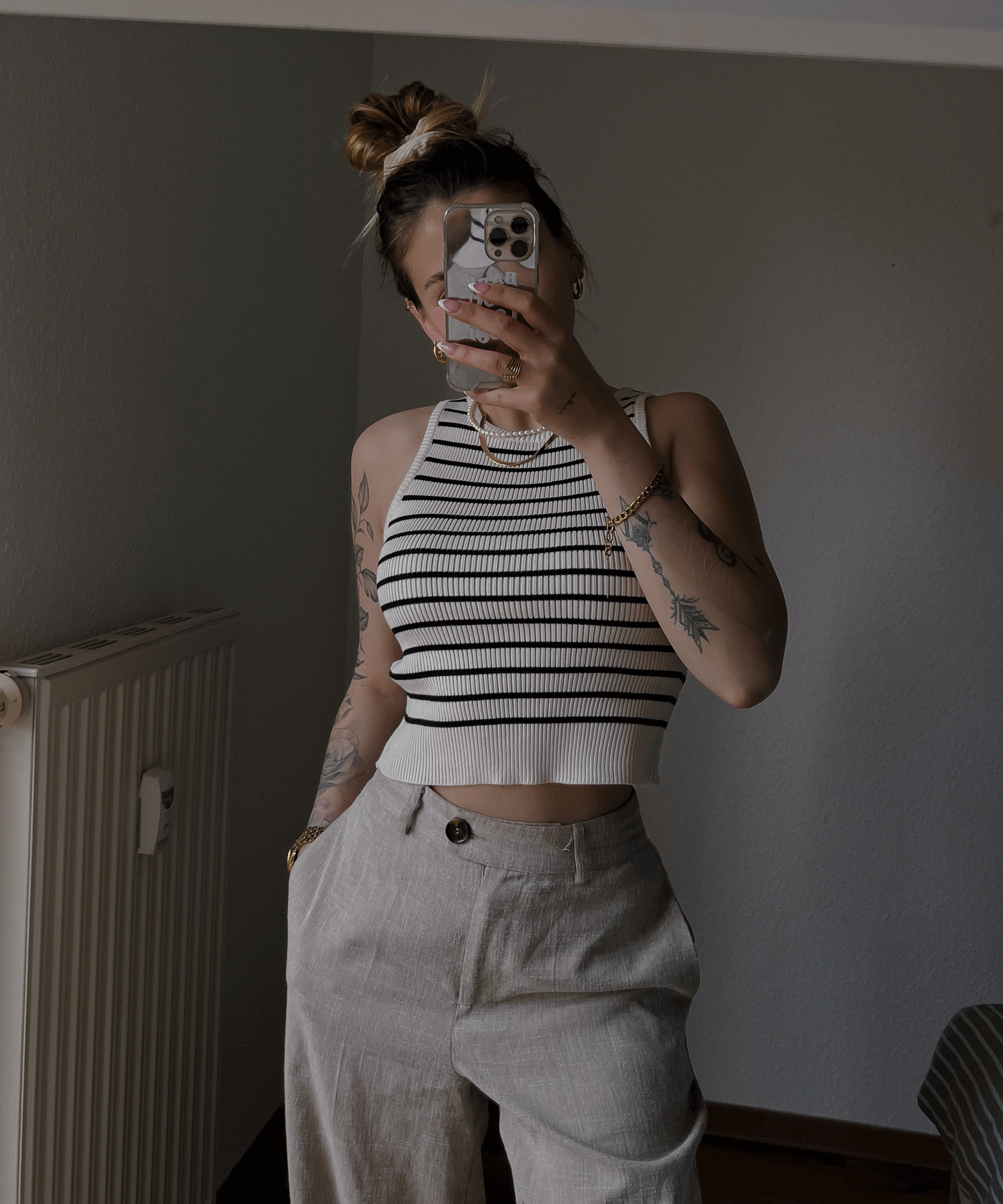 Streifen Top Lucia Beige  Ladypolitan ♡   