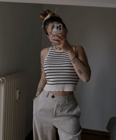 Streifen Top Lucia Beige  Ladypolitan ♡   