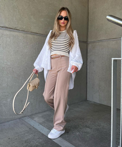 Streifen Top Lucia Beige  Ladypolitan ♡   