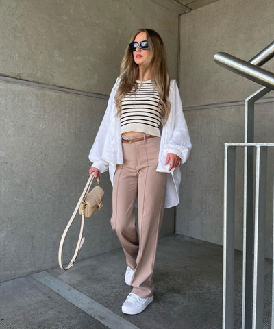 Streifen Top Lucia Beige  Ladypolitan ♡   