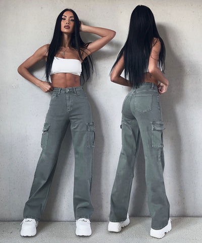 Stretch Cargo Hose Eva Khaki  Ladypolitan ♡   