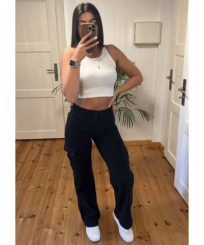 Stretch Cargojeans Palmira Schwarz  Ladypolitan ♡   