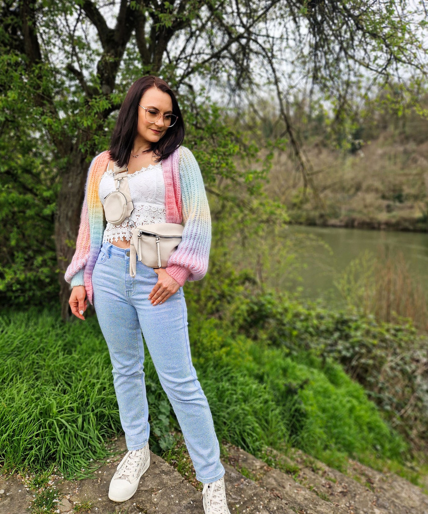 Stretch Glitzer Mum Jeans Leandra  Ladypolitan ♡   