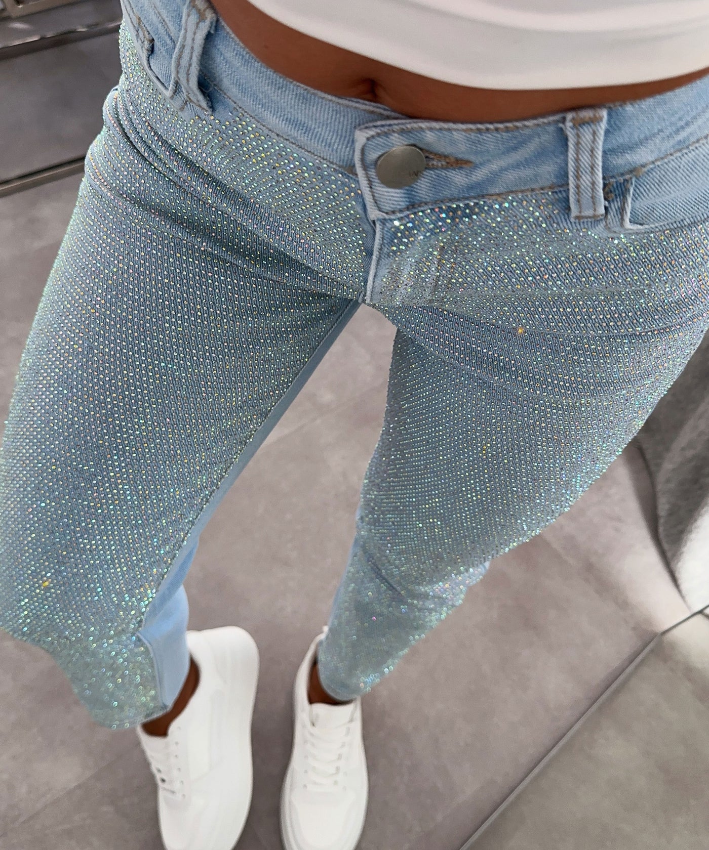 Stretch Glitzer Mum Jeans Leandra  Ladypolitan ♡   