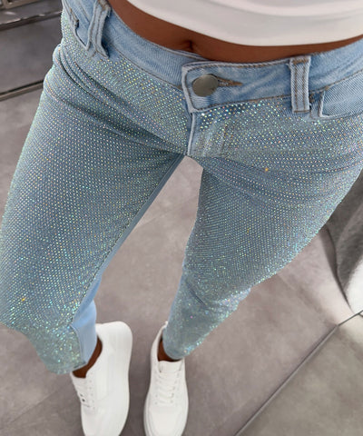 Stretch Glitzer Mum Jeans Leandra  Ladypolitan ♡   