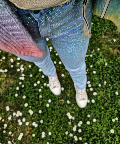Stretch Glitzer Mum Jeans Leandra  Ladypolitan ♡   
