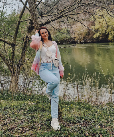 Stretch Glitzer Mum Jeans Leandra  Ladypolitan ♡   