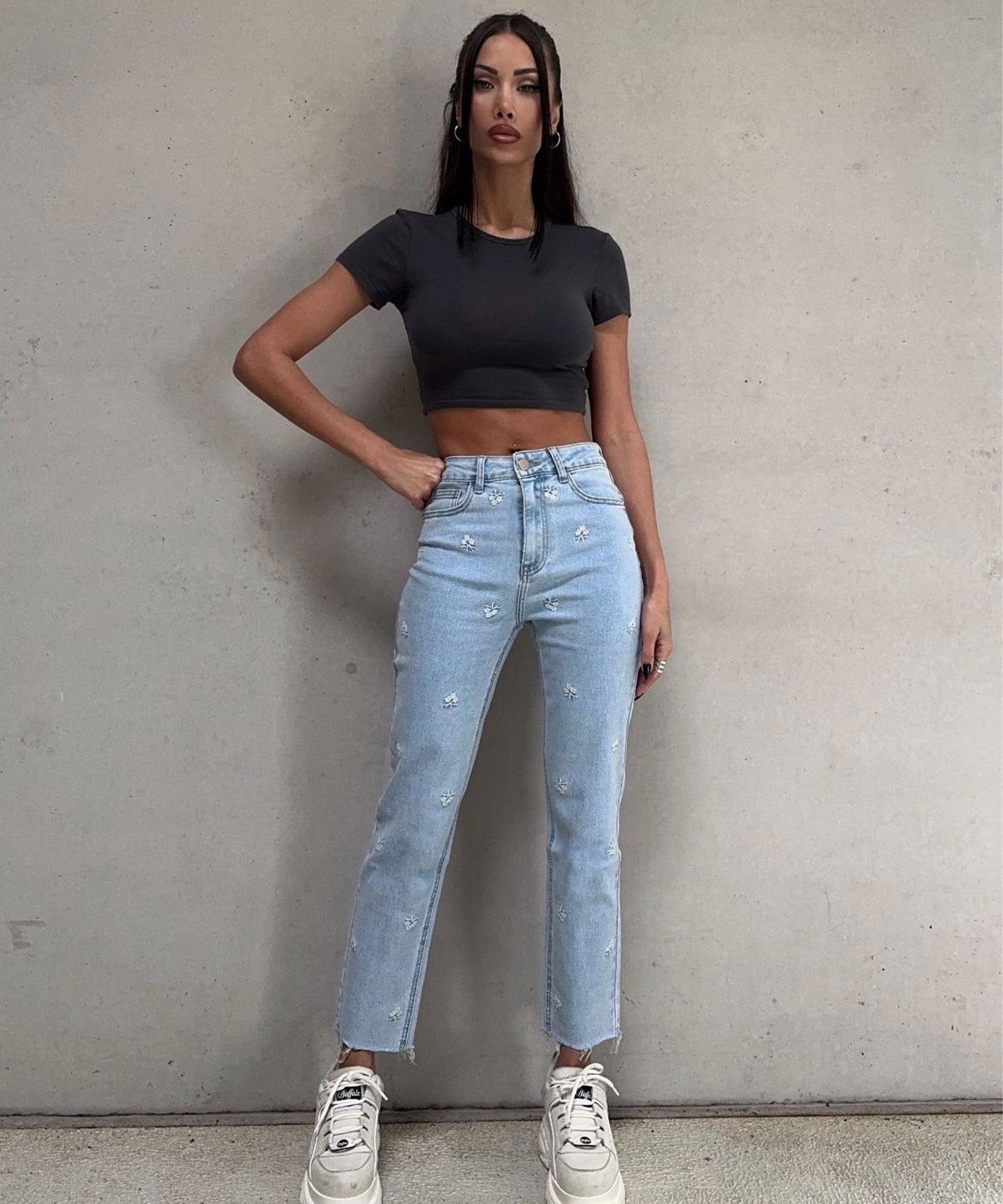 Stretch Mom Jeans Soria Blau Ladypolitan ♡