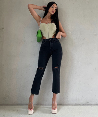Stretch Mum Jeans Holly Schwarz Ladypolitan ♡