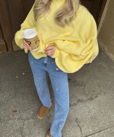 Stretch Wide Leg Jeans Heart  Ladypolitan ♡   