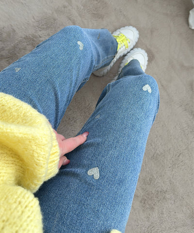 Stretch Wide Leg Jeans Heart  Ladypolitan ♡   