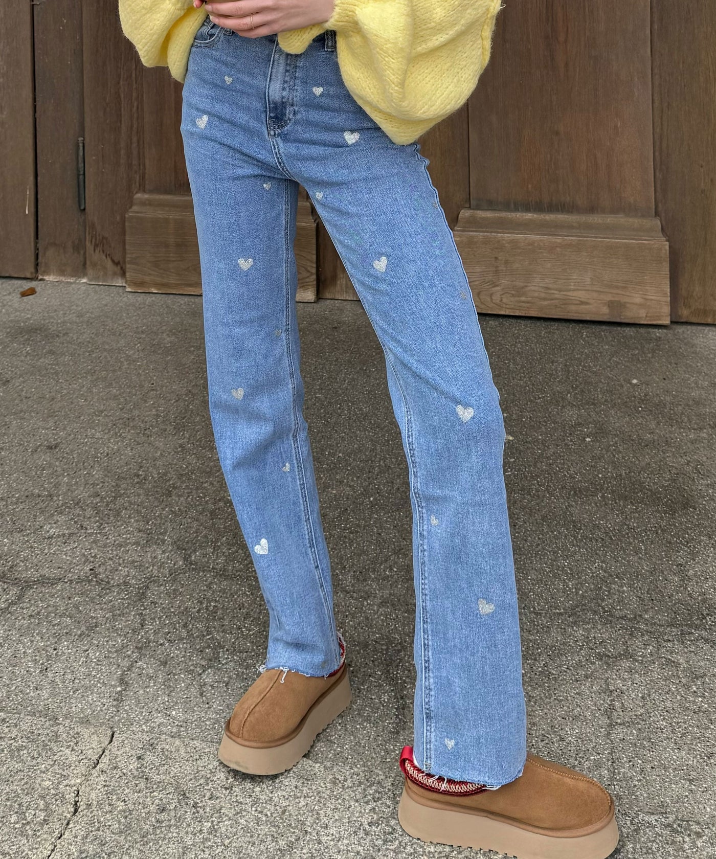 Stretch Wide Leg Jeans Heart  Ladypolitan ♡   