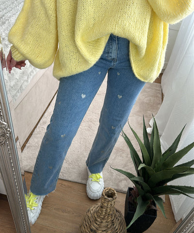 Stretch Wide Leg Jeans Heart  Ladypolitan ♡   