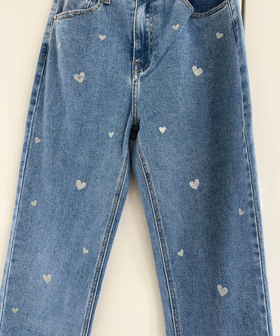 Stretch Wide Leg Jeans Heart  Ladypolitan ♡   
