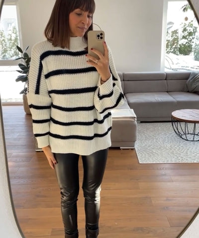 Strick Pullover Carter Weiß Schwarz  Ladypolitan - Fashion Onlineshop für Damen   