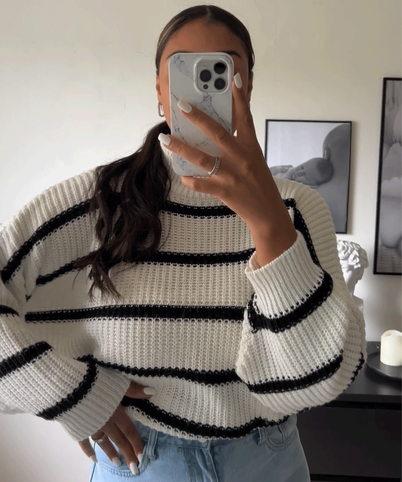 Strick Pullover Carter Weiß Schwarz  Ladypolitan - Fashion Onlineshop für Damen   