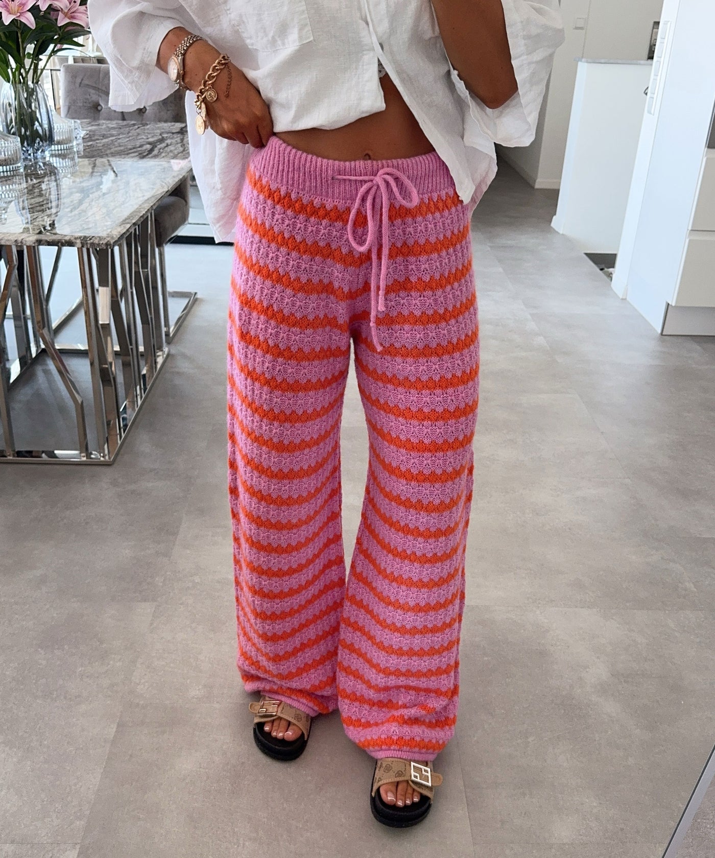 Strickhose Lilya Streifen Orange Ladypolitan ♡