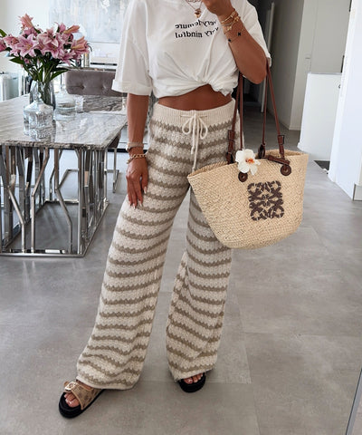 Strickhose Lilya Streifen Taupe Ladypolitan ♡