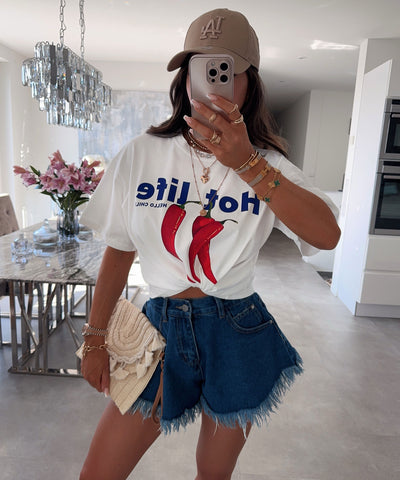 T-Shirt Hot Life Weiß Ladypolitan ♡